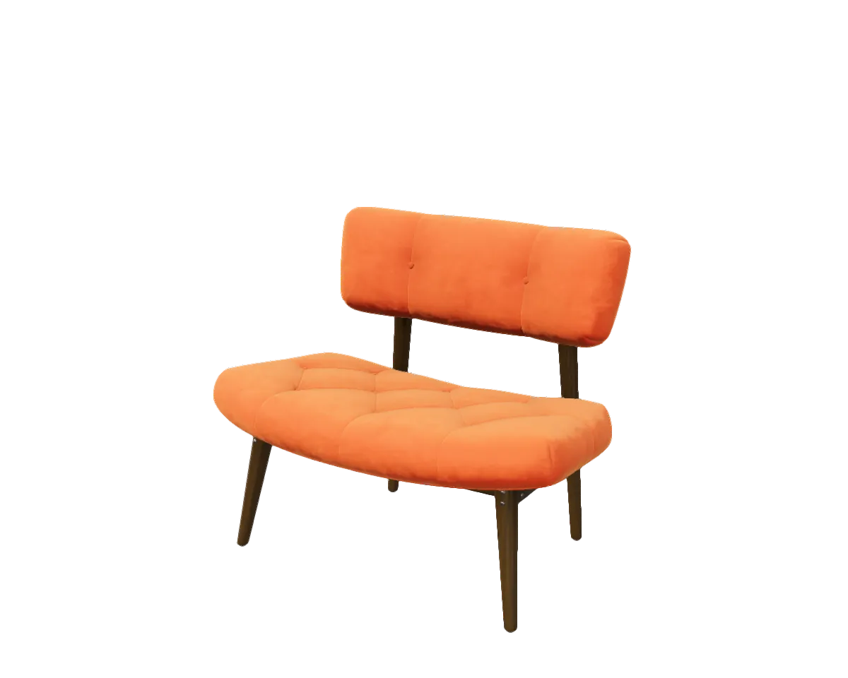 A velvet armchair with sheen fabric, rendered by SceneView.